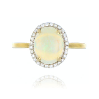 Fine Jewellery Jewellery 9ct Yellow Gold 1.53cttw Oval Opal & Diamond Halo Ring 0208087