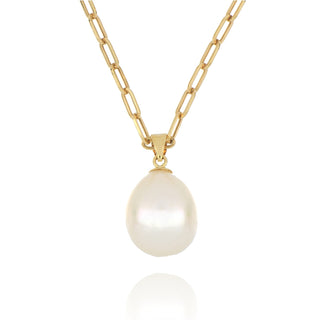 Fine Jewellery Jewellery 9ct Yellow Gold 11-12mm Freshwater Pearl Paperlink Necklace 1410352