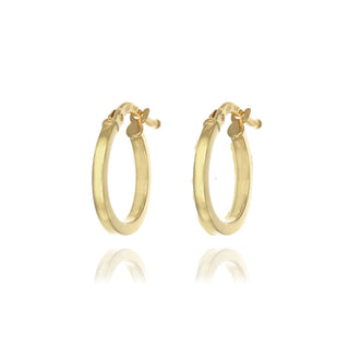 9ct Yellow Gold 13mm Square Tube Hoop Earrings