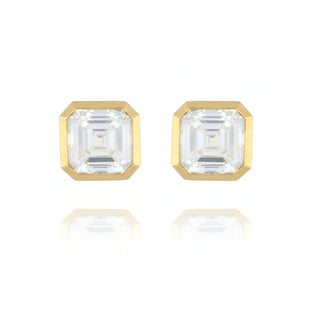 Fine Jewellery Jewellery 9ct Yellow Gold 2.03ct Lab Grown Asscher Cut Diamond Rubover Stud Earrings 6002051