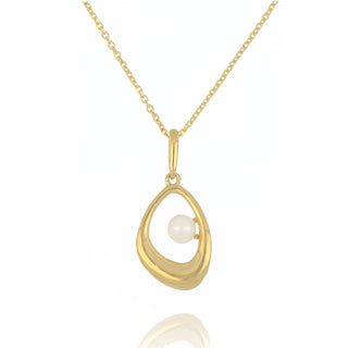 Fine Jewellery Jewellery 9ct Yellow Gold Abstract Pearl Necklace 1410343