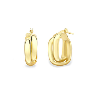 Allum & Sidaway 9ct Yellow Gold Chunky Double Row Hoop Earrings 1203779