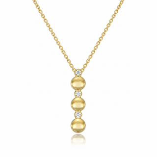 9ct Yellow Gold Diamond Bubble Bar Necklace