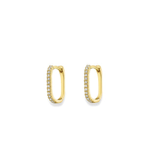 Fine Jewellery Jewellery 9ct Yellow Gold Diamond Rectangle Hoop Earrings 1220170