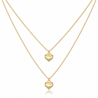 9ct Yellow Gold Double Heart Necklace