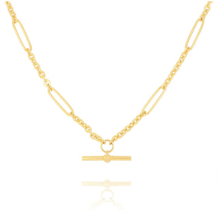 9ct Yellow Gold Fancy Figaro T-Bar Necklace