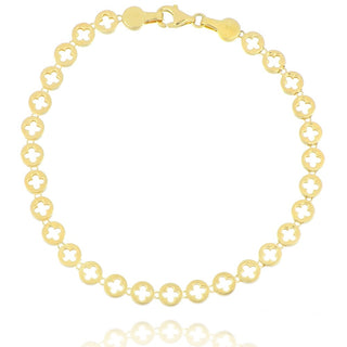 9ct Yellow Gold Round Clover Link Bracelet