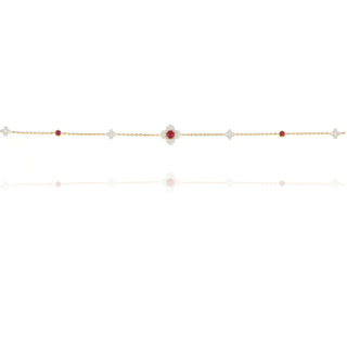 9ct Yellow Gold Ruby and Diamond Clover Bracelet