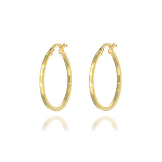 9ct Yellow Gold Square Tube Medium Hoop Earrings