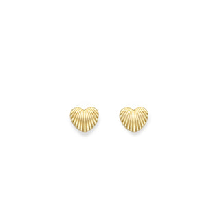Fine Jewellery Jewellery 9ct Yellow Gold Textured Heart Stud Earrings 1218367