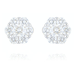 Fine Jewellery Jewellery 9ct Yellow & White Gold 0.50ct Lab Grown Diamond Flower Cluster Stud Earrings 6002043