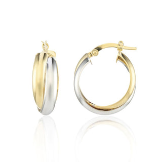 Fine Jewellery Jewellery 9ct Yellow & White Gold Double Row Hoop Earrings 1203714