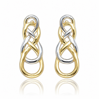 9ct Yellow & White Gold Figure of Eight Stud Earrings