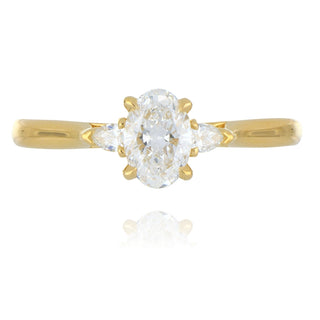 Allum & Sidaway Jewellery A&S Engagement Collection 18ct Yellow Gold 0.50ct Oval Diamond Three Stone Ring 0120130