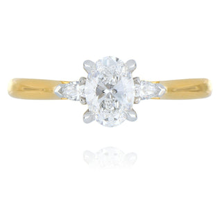 Allum & Sidaway Jewellery A&S Engagement Collection 18ct Yellow Gold 0.60ct Oval Diamond Three Stone Ring 0120119