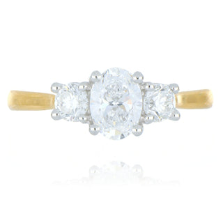 Allum & Sidaway Jewellery A&S Engagement Collection 18ct Yellow Gold 0.70ct Oval Diamond Three Stone Ring 0120498