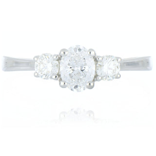 Allum & Sidaway Jewellery A&S Engagement Collection Platinum 0.50ct Oval Diamond Three Stone Ring 0120497
