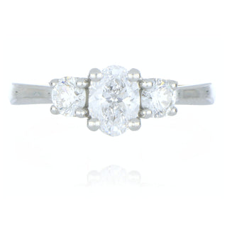 Allum & Sidaway Jewellery A&S Engagement Collection Platinum 0.70ct Oval Diamond Three Stone Ring 0120299