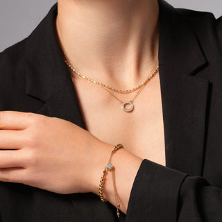 Fine Jewellery Jewellery Sterling Silver Two Colour Diamond Cut Beaded Necklace BA0018733