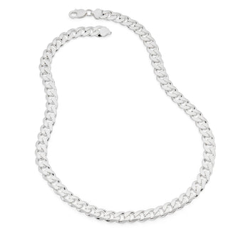 Sterling Silver Curb Chain (9mm) Necklace 22 inch