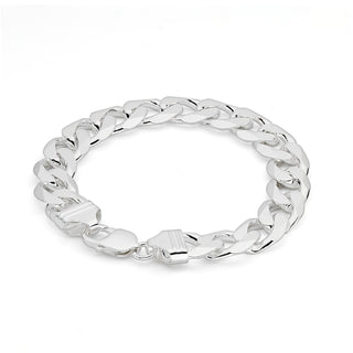 Sterling Silver Curb Chain (13.3mm) Bracelet 8.5 inch