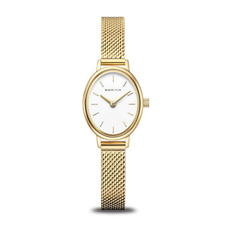 Bering 24MM Gold Plated Oval Mesh Strap Quartz Watch