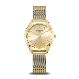 Bering 31MM Gold Plated Mesh Strap Solar Watch
