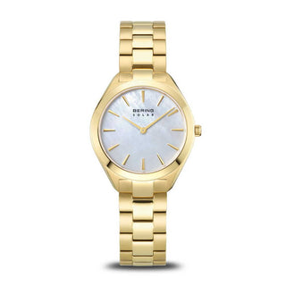 Bering 31MM Gold Plated Mother Of Pearl Quartz Watch 