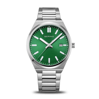 Bering 40mm Stainless Steel Green Dial Quartz Watch