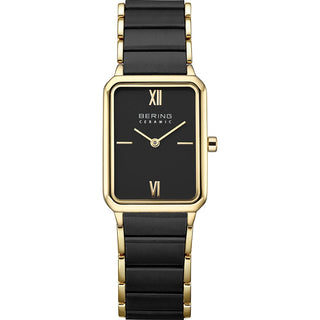 Bering Watches Bering Ladies Gold Plated & Ceramic 30mm Rectangular Quartz Watch 6401704