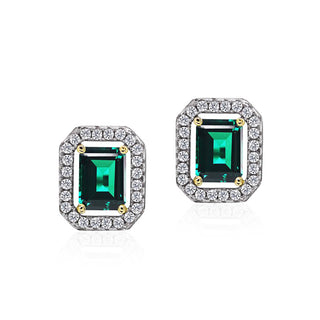 Carat* London White Gold Plated Green CZ Eton Stud Earrings