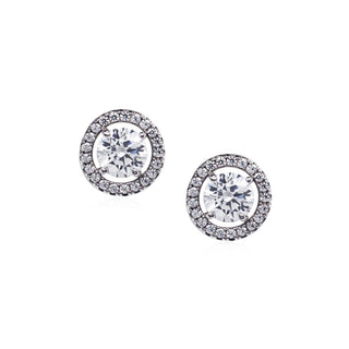 Carat* London White Gold Plated CZ Gwen Round Stud Earrings