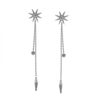 Carat* London White Gold Plated CZ Stella Nova Drop Earrings