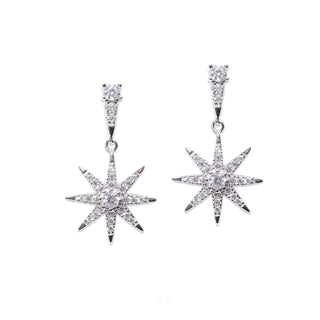 Carat* London White Gold Plated CZ Stella Nysa Drop Earrings
