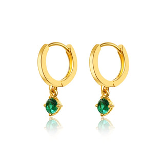 Carat* London Yellow Gold Plated Green CZ Tilda Hoop Earrings