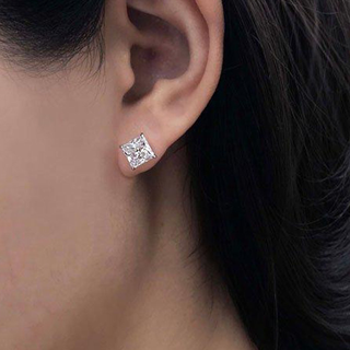 Carat* London 9ct White Gold CZ Chester Stud Earrings