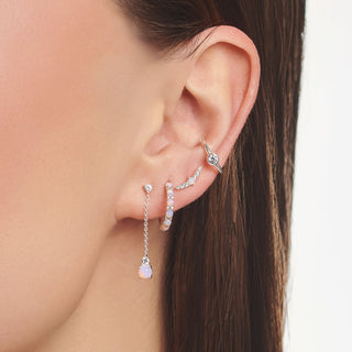 Thomas Sabo Silver Pink Stone Single Hoop Earring