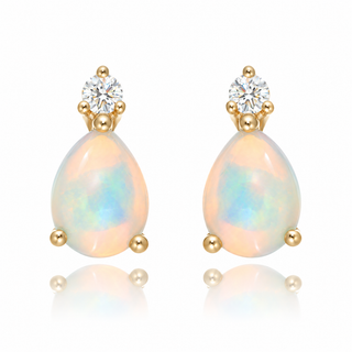 Fine Jewellery Jewellery 9ct Yellow Gold 1.40ct Opal and Diamond Stud Earrings 1208200