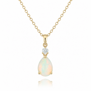 Fine Jewellery Jewellery 9ct Yellow Gold 0.84ct Opal and Diamond Necklace 1406410