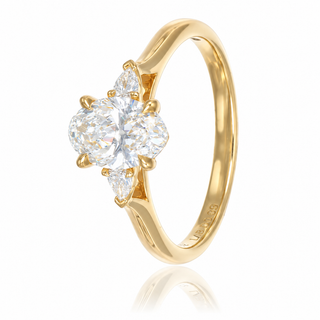 Allum & Sidaway Jewellery 18ct Yellow Gold 1.11cttw Lab Grown Oval Cut Diamond Three Stone Ring 6020025