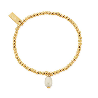 Chlobo Gold Plated Cute Charm Pearl Drop Bracelet