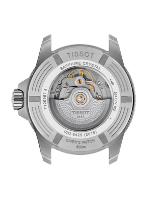 Tissot Watches Tissot Seastar 44mm Orange Automatic Watch with a Black Rubber Strap 3818111