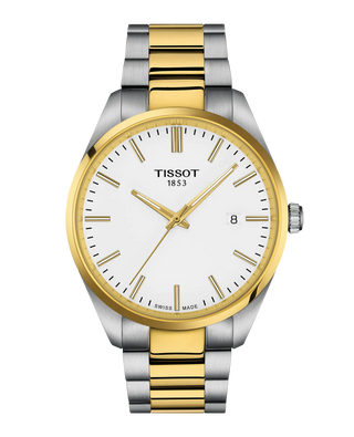Tissot Watches Tissot 40mm PR100 Two Tone White Quartz Watch 3815027