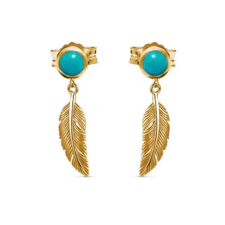Annie Haak Jewellery Annie Haak Gold Plated Silver Turquoise Feather Drop Earrings 1540906