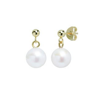 Fine Jewellery Jewellery 9ct Yellow Gold 7.5-8mm Cultured Pearl Drop Earrings 1219221