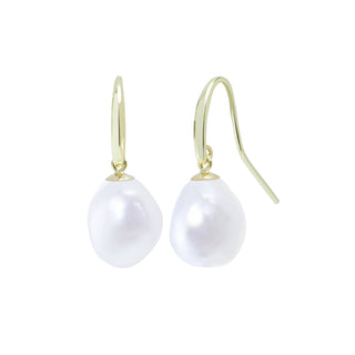Fine Jewellery Jewellery 9ct Yellow Gold 11-13mm Baroque Cultured Pearls Hook Earrings 1219220