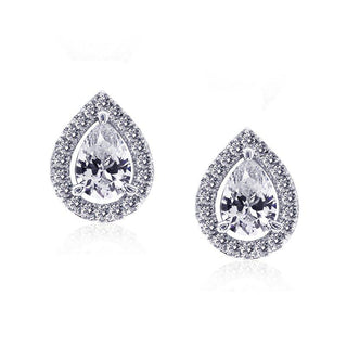 Carat* London White Gold Plated CZ Emile Pear Stud Earrings
