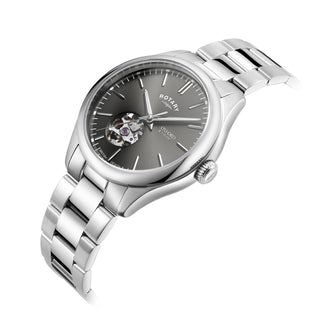 Rotary 40mm Oxford Stainless Steel Skeleton Grey Automatic Watch