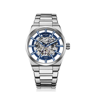 Rotary 42mm Greenwich Blue Skeleton Automatic Watch