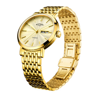 Rotary 37mm Windsor Yellow Gold Plated Quartz Watch